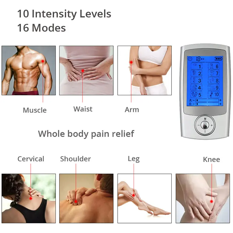 Electric Acupuncture Massager Muscle Therapy Machine Timer 16 Modes 4 Pads For Body Back Neck Foot Leg Portable Health Care Tool