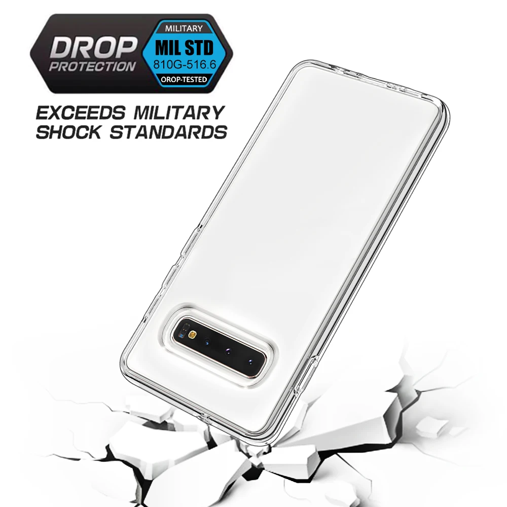 For Samsung Galaxy S10 S10 Plus Case Transparent Soft TPU Hard PC 2 in 1 Phone 5