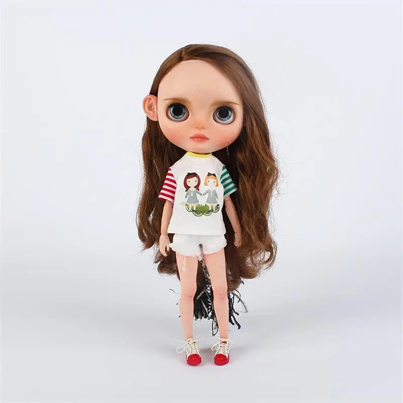 Ручная работа, 1 шт., модная футболка blyth Dolls с принтом, Изысканная футболка для кукол blyth 1/6, аксессуары, одежда