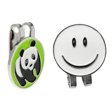 2 шт. магнитный зажим для шляп для гольфа с маркером для мяча для гольфа(улыбающееся лицо+ Милая панда) аксессуар для гольфа подарок для гольфа