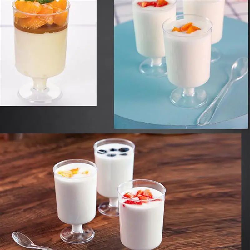 25 шт десертные чашки с ложкой Портативный одноразовый прочный стаканчик для мороженого винный стеклянный пудинг