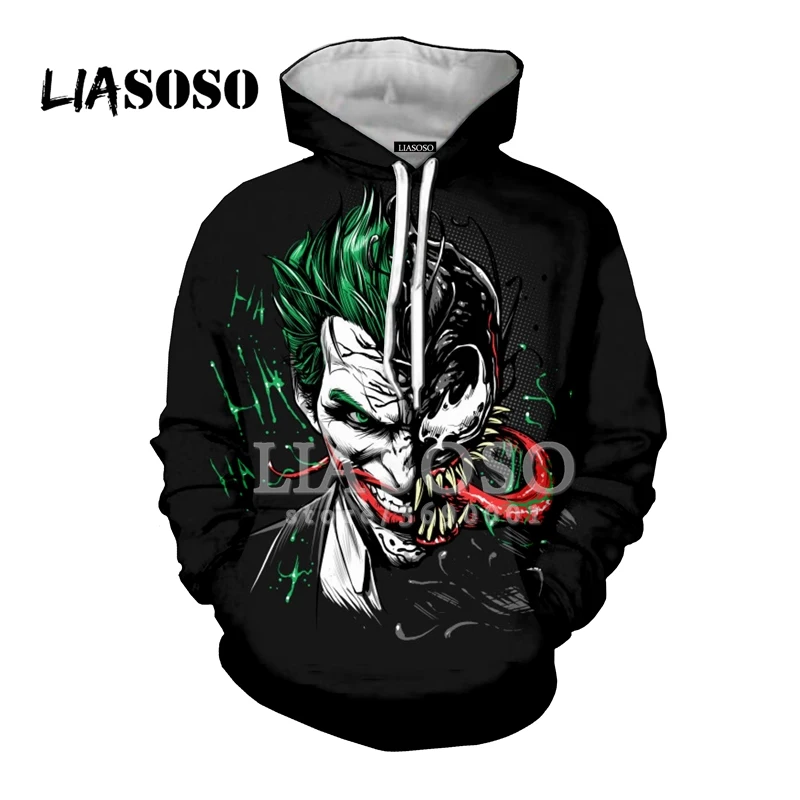 LIASOSO 3D принт для женщин и мужчин Джек Джокер покер Venom Haha толстовки с капюшоном повседневные топы уличная одежда X2695 - Цвет: 3