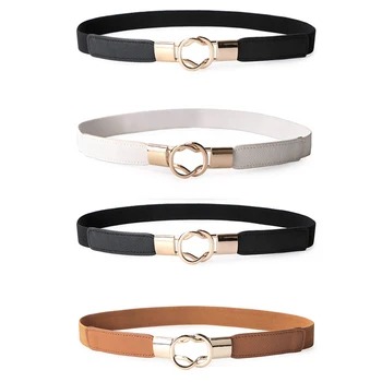 

2 Pack Women Retro Elastic Stretchy Metal Buckle Skinny Waist Cinch Belt 1Inch Wide