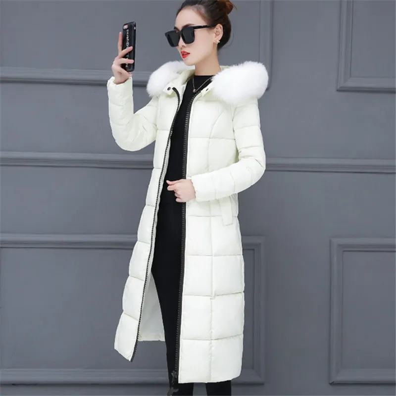 Женское длинное пуховое пальто теплая парка большого размера с хлопковой