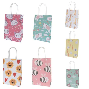 

paper bags for gifts box packaging birthday Party flower gift bag пакеты подарочные gift bag cartoon animals handbags 10pcs