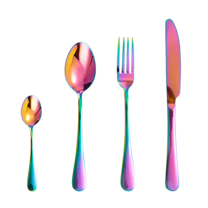 4 шт. золотой набор посуды из нержавеющей стали нож вилка ложка столовых приборов