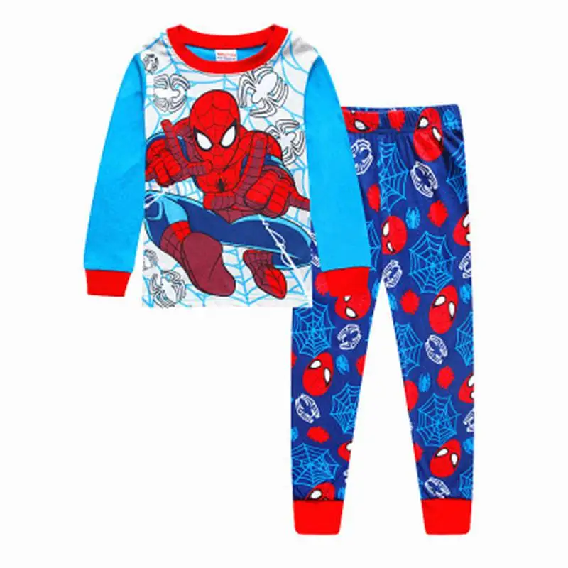 Повседневный пижамный комплект для девочек, пижамы с длинными рукавами для маленьких девочек, детская одежда, костюмы с рисунками для девочек, одежда для сна для малышей - Цвет: Сиренево-синего цвета