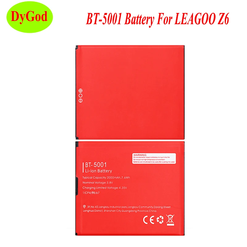 DyGod 2000 мАч для LEAGOO Z6 BT-5001 батарея высокого качества замена мобильного телефона запасная батарея для LEAGOO Z6
