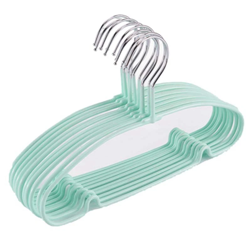 

10Pcs/Set Candy-Colored Baby Children Clothes Hanger Anti-Skid Antiseptic Durable Coat Storage Hangers Drying Rack Green