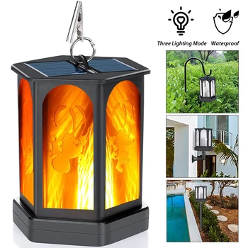 

96LED Solar Lantern Lights Dancing Flame Waterproof, Outdoor Hanging Lanterns for patio Wall lights Landscape Lights