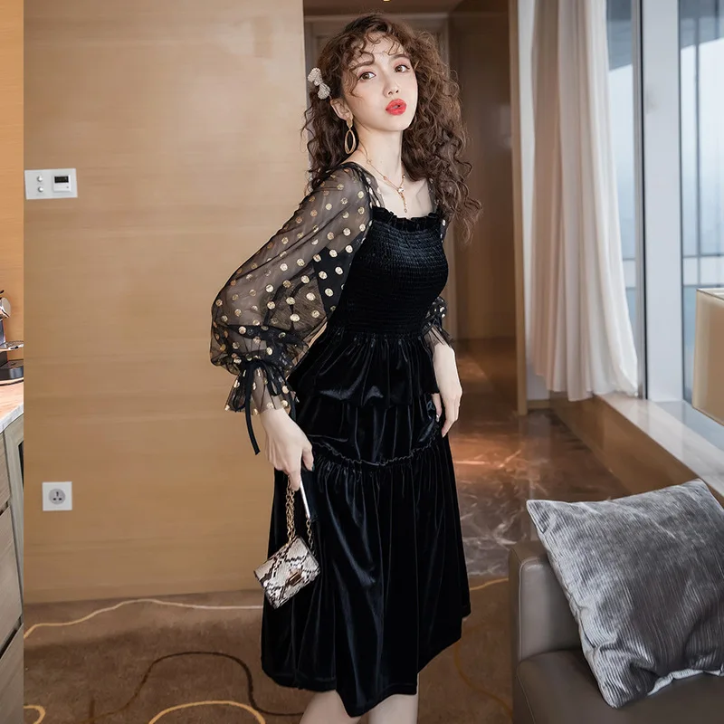 

WOMEN'S Dress 2019 New Style Debutante Two-Piece Set And Trendy Velvet Joint Skirt Set 8699