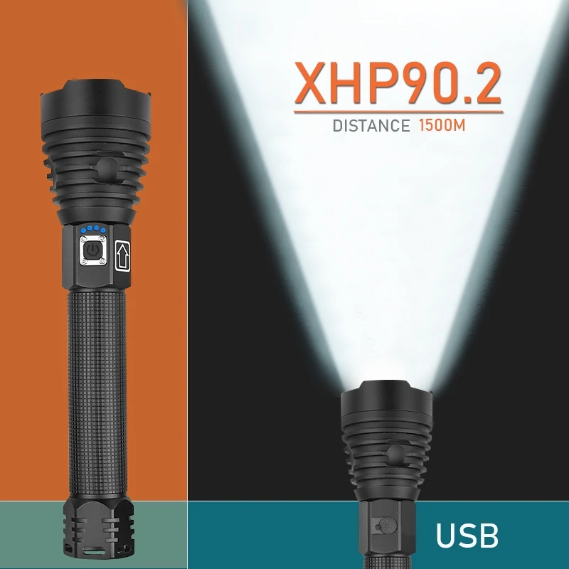 

XHP90.2 High power led flashlight USB Rechargeable hunting flashlight torch battery 18650 led torch XHP90 XHP70 flash light camp