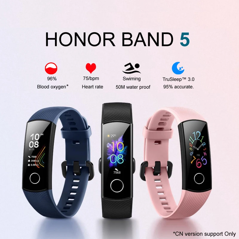 Смарт-браслет huawei Honor Band 5, Оксиметр, сенсорный экран, волшебный цвет, для плавания, для обнаружения сердечного ритма, сна, сна, Honor Band 5