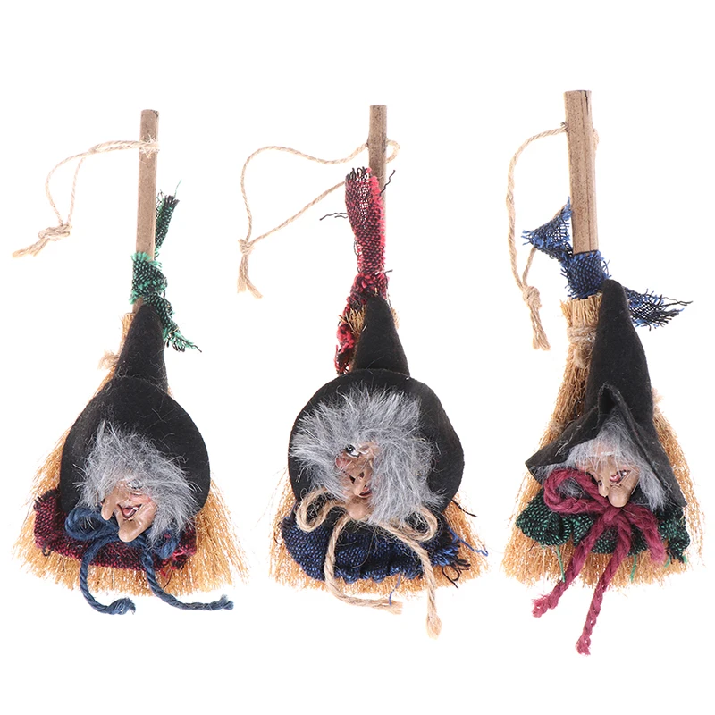 

Halloween Props Scary Ghost Dolls Witch Broom Toys Halloween Pendant Ghost Party Decoration Horror Toys