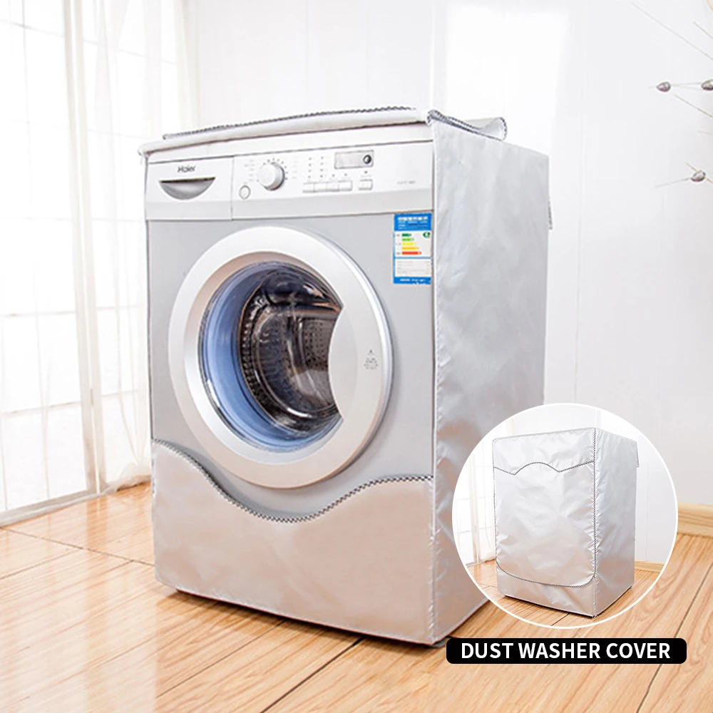 

S/M/L/XL Fully Automatic Roller Cover Washer Washing Machine Dryer Waterproof Cover Polyester Silver Dustproof Cover