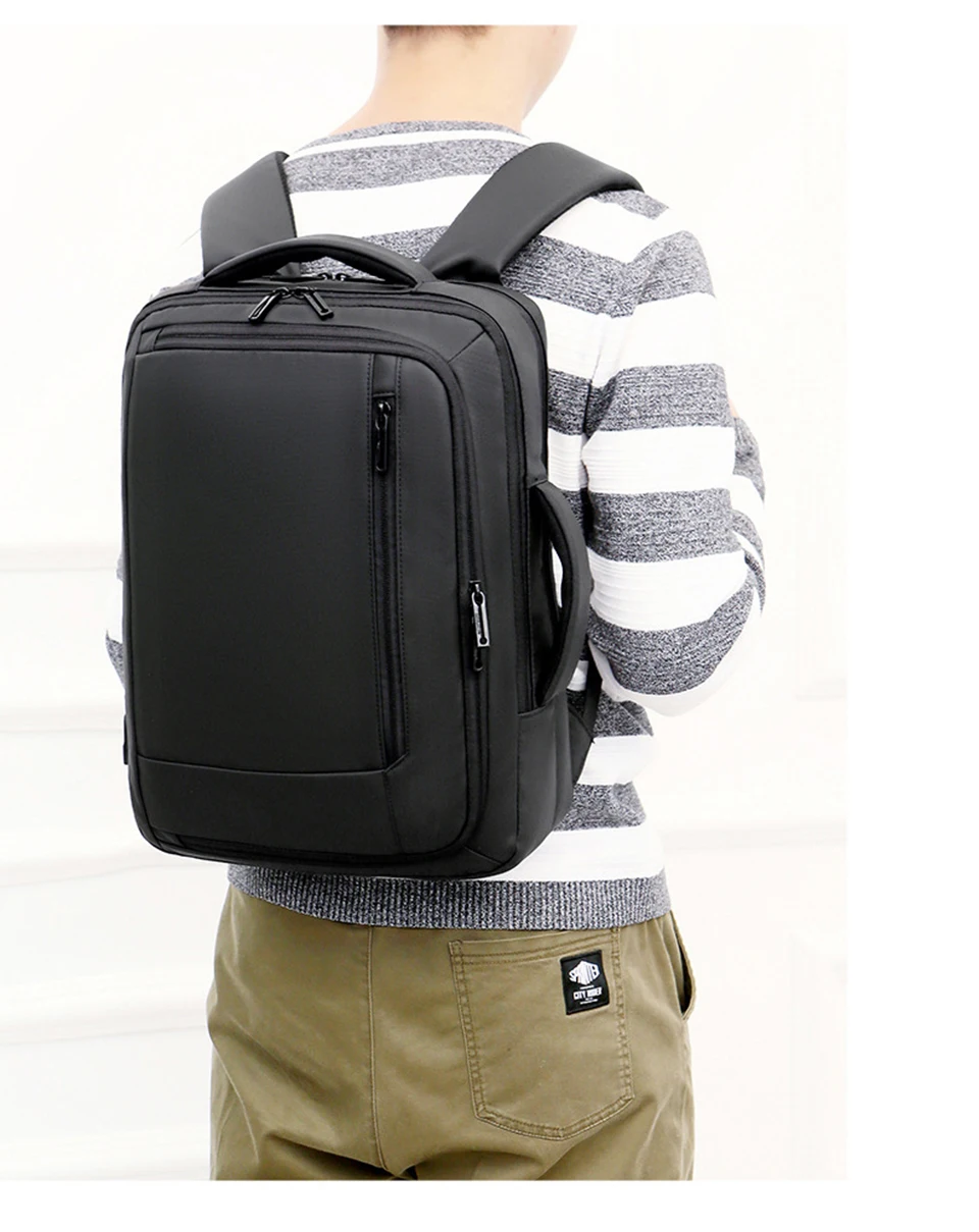 15.6 Inch Laptop Backpack Business Men Backpacks Male Notebook Waterproof Backpacking USB Charging Travel Bagpack OL Black Bags (12)