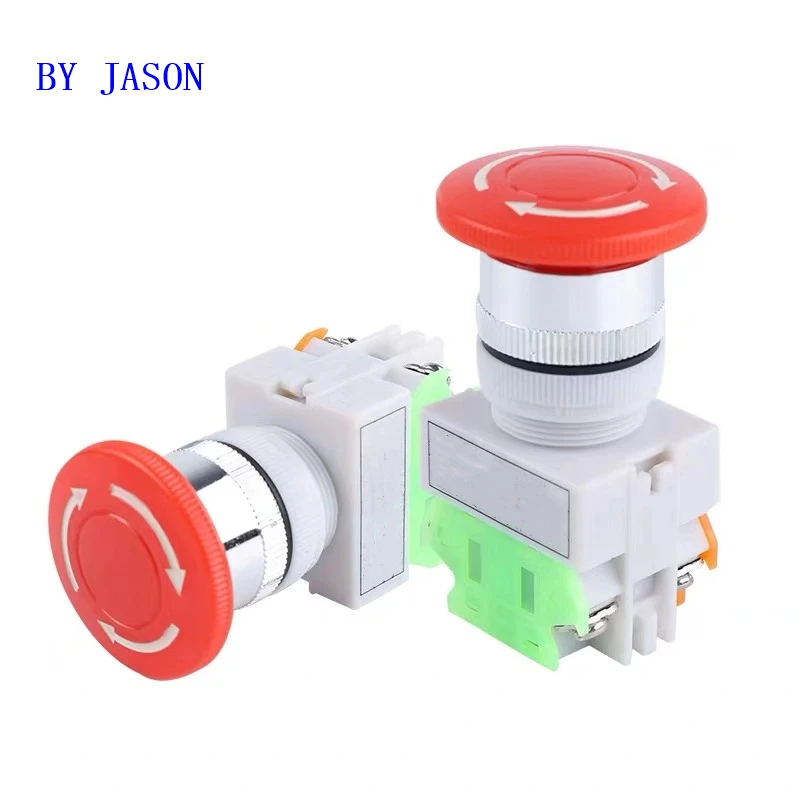 

1pc 1NO 1NC DPST Emergency Stop Push Button Switch AC 660V 10A Switch Equipment Lift Elevator Latching Self Lock Red Mushroom c