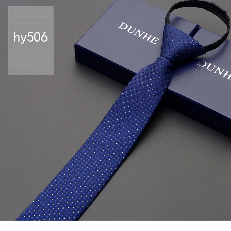 hy506 Высокое качество, новинка, дизайнерские брендовые модные деловые повседневные тонкие галстуки 5 см для мужчин, темно-синие галстуки на молнии, рабочие галстуки с подарочной коробкой - Цвет: hy506