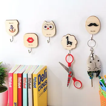 

Household Self-adhesive Hook Creative Cute Wooden Animal Wall Hook Strong Load-bearing Door Rear Adhesive Three-dimensional Hook