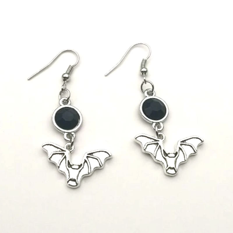 Pendientes originales de obsidiana medianoche hechos mano, pendientes de murciélago de vampiro. ¡Exquisito fantasmal! bruja, gótico, Celestial|Pendientes con forma de gota| - AliExpress