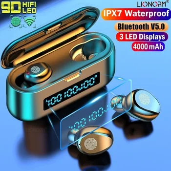 

9D HiFi Bluetooth 5.0 Wireless TWS Bluetooth Headset 3 LED Display Headset Waterproof Dual Headphones with 4000MAH Charging Case