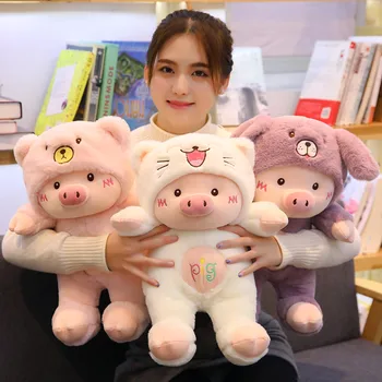 

30/70cm Kawaii Pig Stuffe Plush Doll Cosplay Cat&Bear&Dog Toy Baby Soft Animal Pig Pillow Children Girl Birthday Christmas Gift