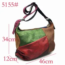 Кожаная сумка-мессенджер из воловьей кожи, Женская винтажная Лоскутная сумка из натуральной кожи, Женская Ретро кожаная сумка на плечо