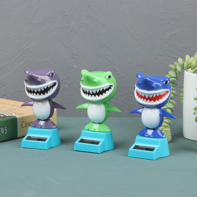 1PC Creative Solar Powered Cute Shark Shaking Head Car Ornament Solar Toys Classic Swing Doll Auto Dashboard Accessories Toys 6