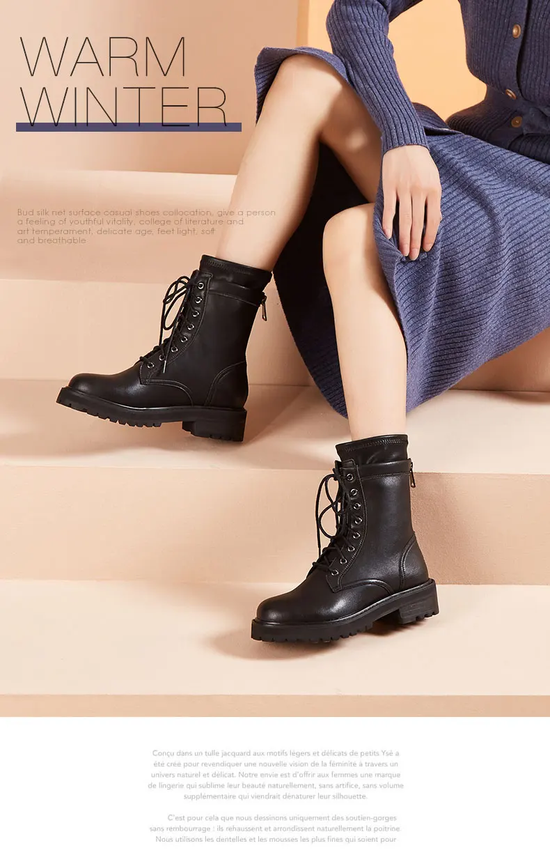 GEMEIQ Women's Boots Genuine Leather zipper short barrel with Martin Boots Women's Winter New High Heel Leisure Boots