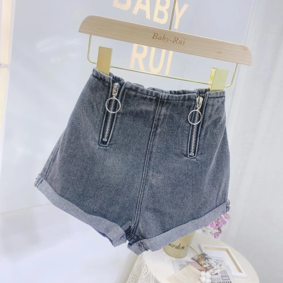 children's high waisted denim shorts