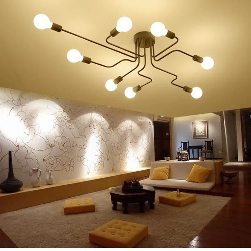 

Simple Lights LED Modern Chandelier Ceiling Light Black Lamps Industrial Loft 4/6/8 Heads Multiple For Living Room Bedromm