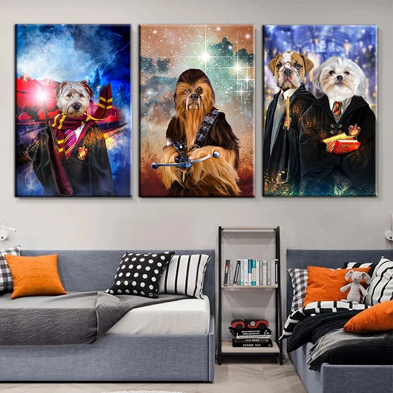 Funny Dog Canvas Poster and Prints Modern Animal Art Canvas Painting