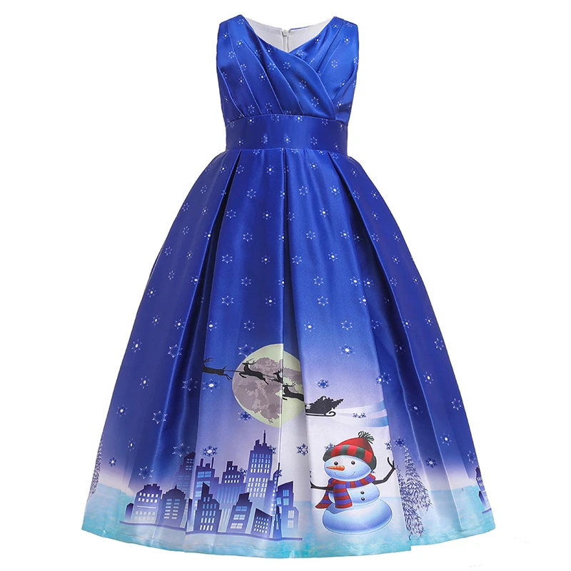 Fantasia/детское рождественское платье с принтом для девочек; праздничное длинное платье принцессы для причастия; карнавальный костюм