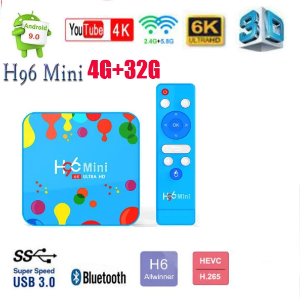 H96 мини H6 5 шт. Android 9,0 Smart tv box четырехъядерный 32 ГБ/128 ГБ android tv box 6K 3D H.265 Wifi медиаплеер ТВ приемник - Цвет: 4G 32G