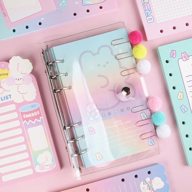 Kawaii Канцелярские товары A6 записная книжка с 6 отверстиями дневник спираль замена