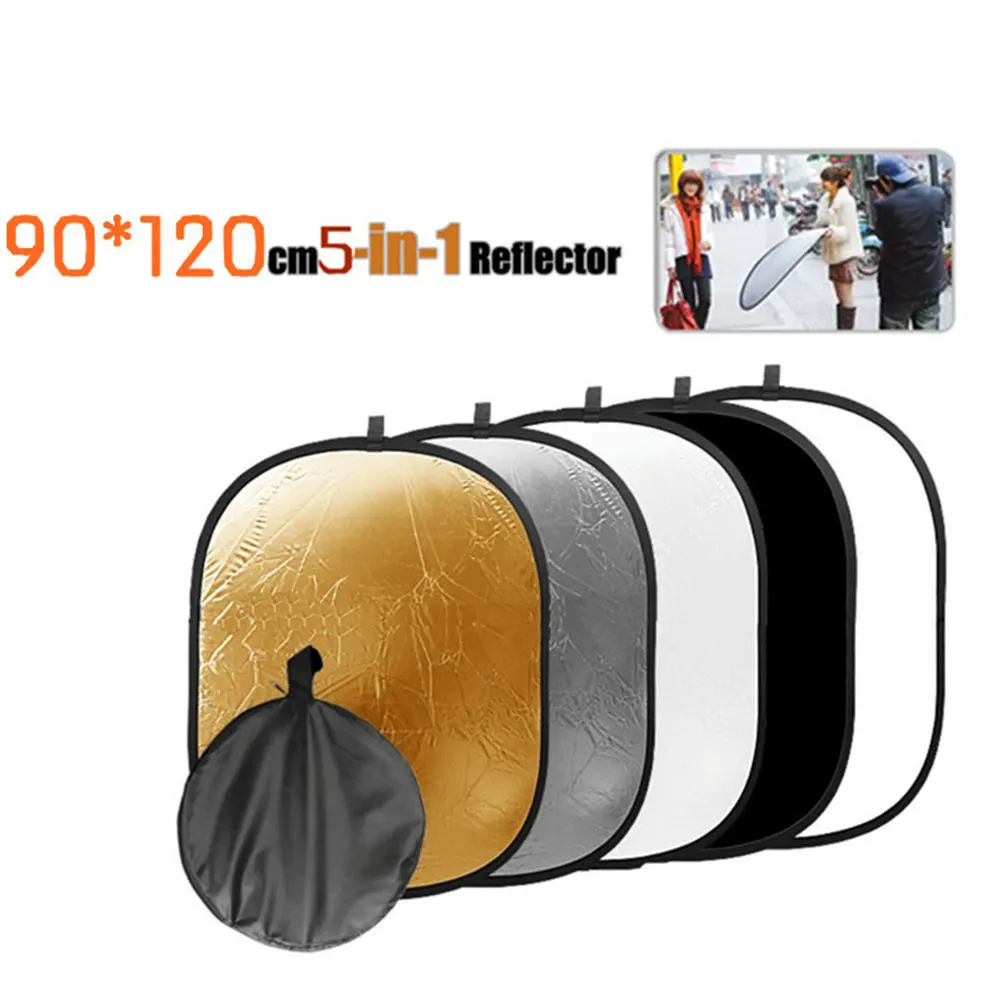 

90*120cm Portable Reflector Disc Collapsible Video Lighting & 5 in 1 with Bag Reflective Panel Photography Light panel