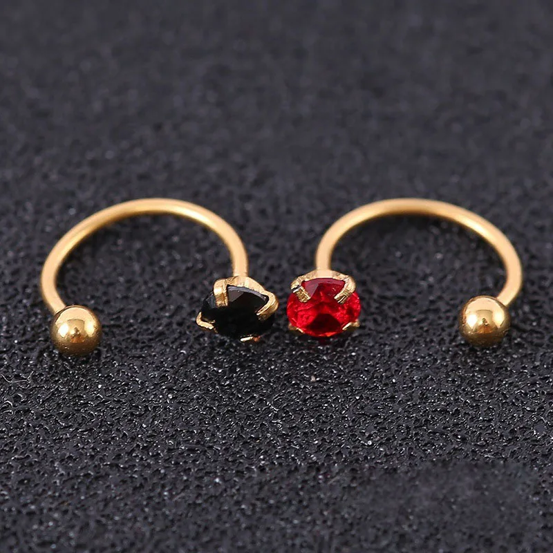 l Zircon Ear Nail C Type Ear Bone European American Simple Stainless Stee Nail Titanium Steel Nose Human Body Piercing Earrings