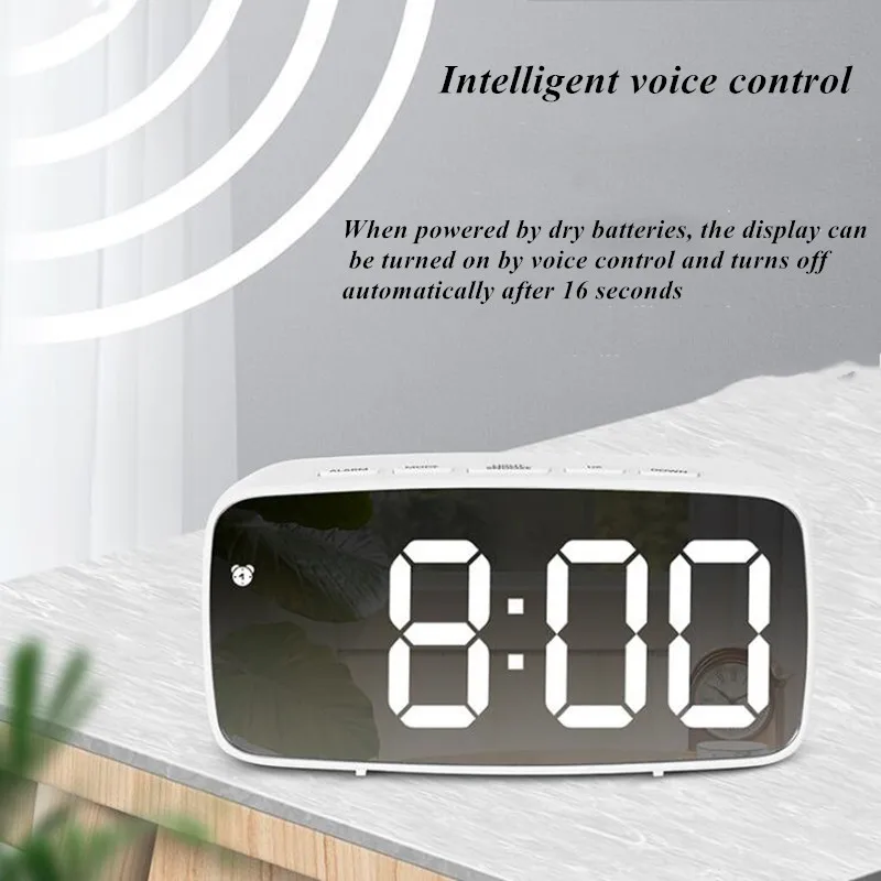 

Led Alarm Clock Digital Child Electronic Alarm Clocks Curved Screen Mirror Temperature Clock with Snooze Function Desk Clock