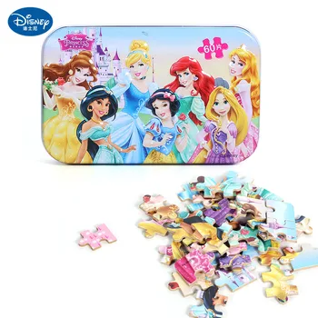 

Hot Disney 60PcsPrincess Frozen 2 Toy Wooden Box Puzzle Early Education Children Bottom Box Puzzle Toys Birthday Present Kid Toy