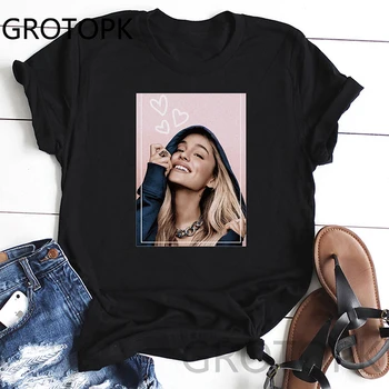 

Ariana Grande T Shirt Women Harajuku Streetwear Tshirt Sleeve Print Summer T-Shirt Short Sleeve Tops Tees Black