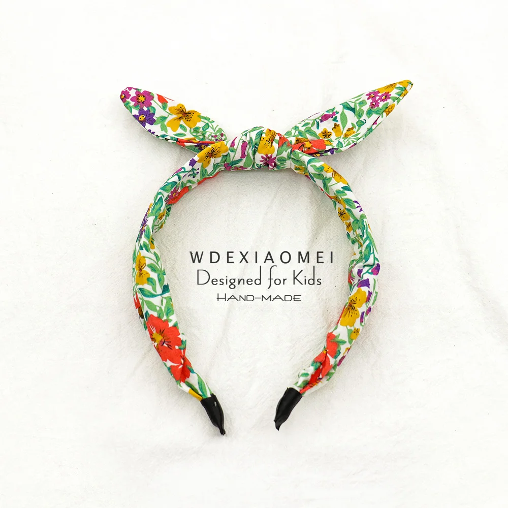 

New Cute Girls Bunny Rabbit Ears Hairband Bow Knot Headband Sweet Korea Print Hair Hoop Headwear Fashion Kids Hair Accessories