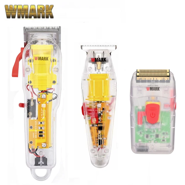 2021 WMARK New Model NG-108 Rechargeable Hair Cutting Machine Hair Clippers Trimmer Transparent Cover White Or Red Base 7300rpm 3 in 1 T