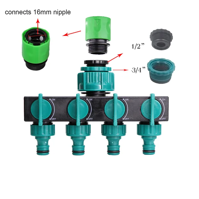 1 Beállított Négyirányú Vízcsövek Osztó Kerti Öntözés 4/7 Vagy 8/11 16 Mm -Es Tömlőcsatlakozó -Készlet Üvegházhatású Gyümölcsös Öntözőkészülékek - Image 2