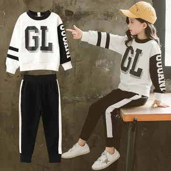 

Kid Girl Clothes Long Sleeve Printed T-shirt + Pants Girls Tracksuit Outfit kids clothes costume 4 9 11 13y children clothes Set