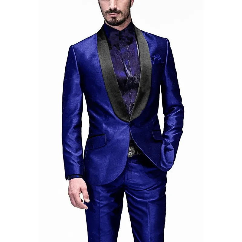 Royal Blue Мужской классический банкетный костюм из 2 предметов, пиджак с отложным воротником, пиджак на одной пуговице, смокинг для жениха, приталенный вечерний костюм - Цвет: Royal Blue
