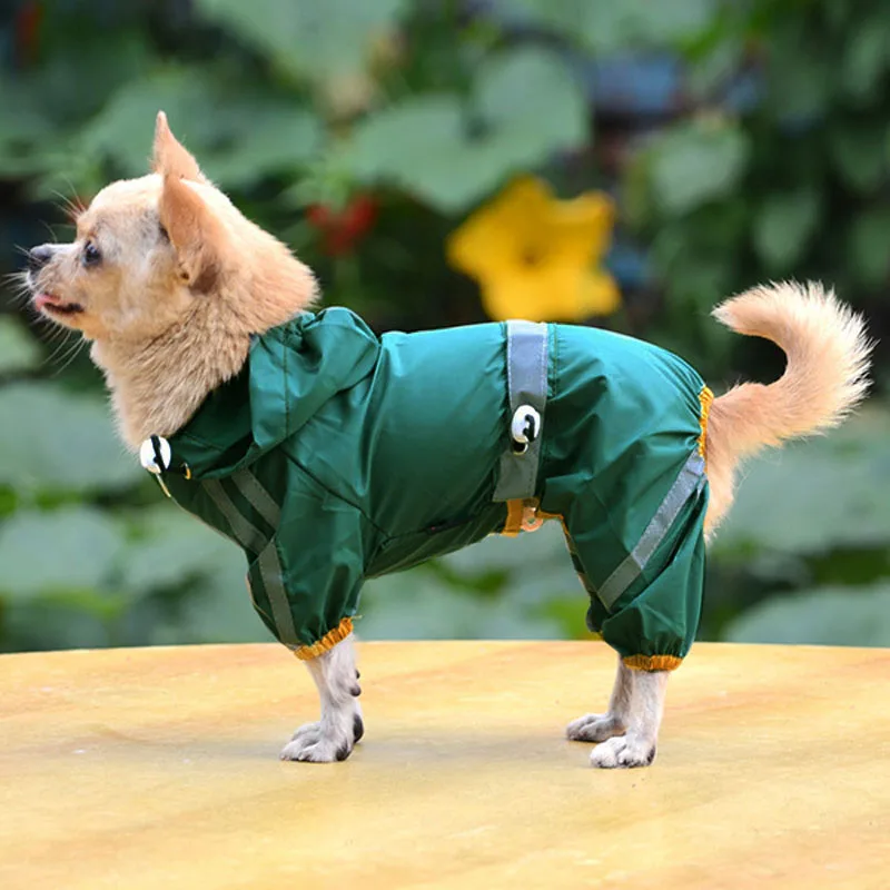 Щенок собака классный Блестящий дождевик бар Толстовка Водонепроницаемый Дождь красивые куртки пальто Верхняя одежда - Цвет: Зеленый