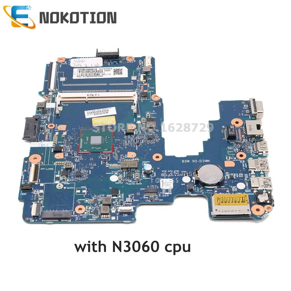 NOKOTION 858040-001 858040-501 Материнская плата для HP 14-AM ноутбука 6050A2823301-MB-A01 SR2KN N3060 CPU DDR3