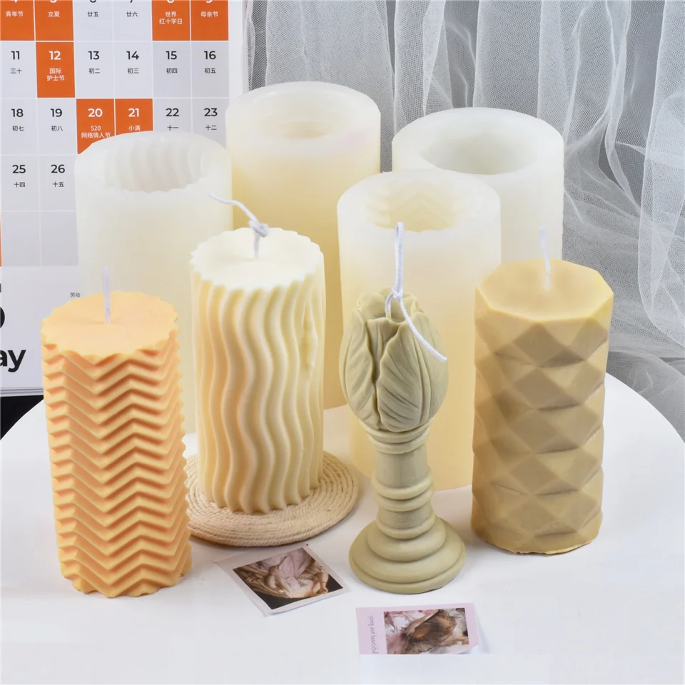

Non-Stick Style Silicone Flowers Candle Mold DIY Wave Cuboid Soap 3D Stereo Patterns Decorating Plaster Making Crystal Cinnabar
