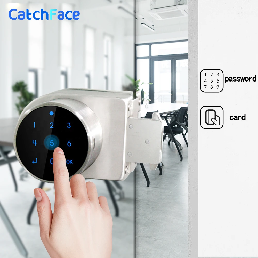Password Smart Door Lock for Office Glass Door Sliding electronic Door Lock Keyless Digital Electric Lock With Code RIFD Card