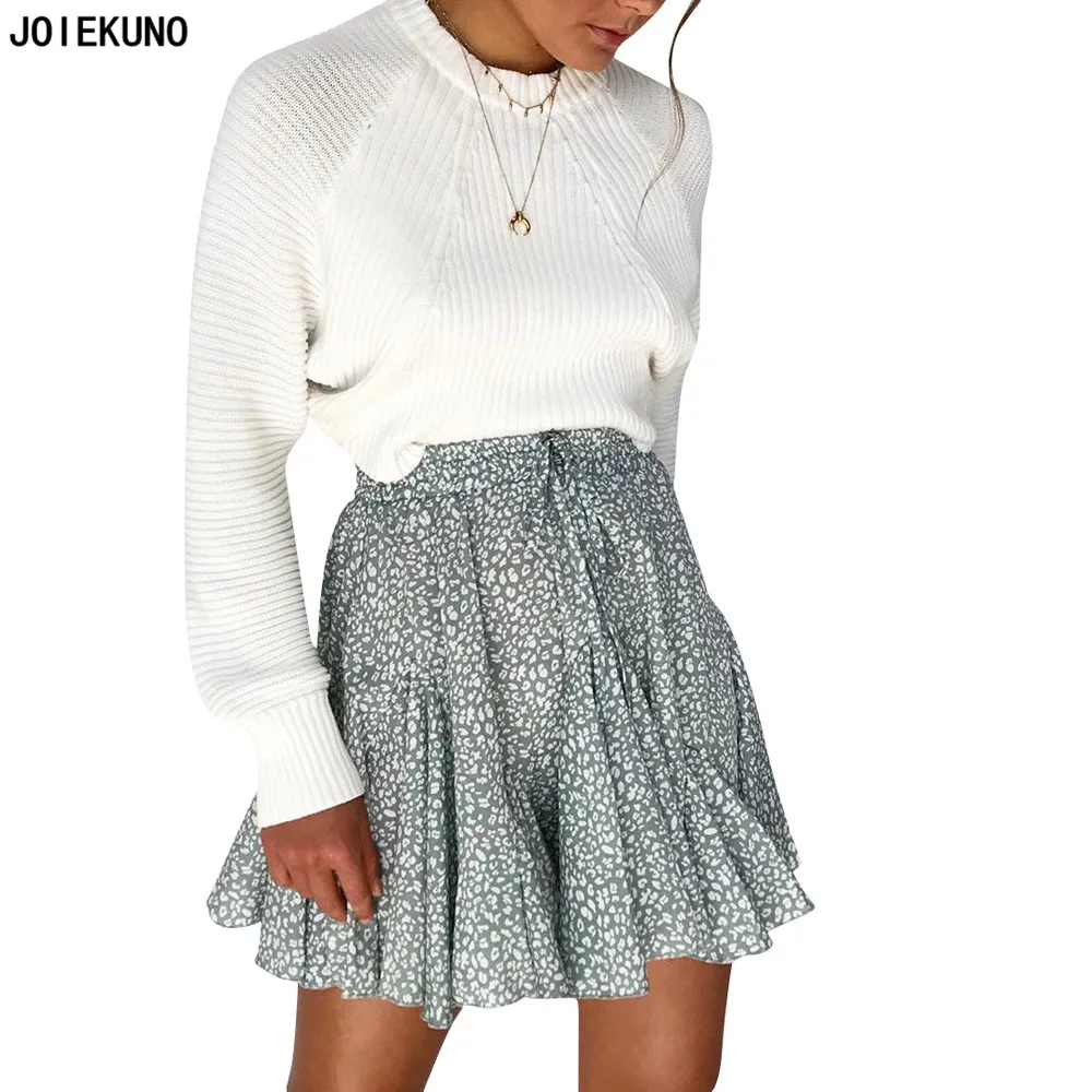 JOIEKUNO Высокая уличная мода короткая юбка женские юбки mujer moda Сексуальная Bodycon печать Кнопка женские вечерние LSL6312